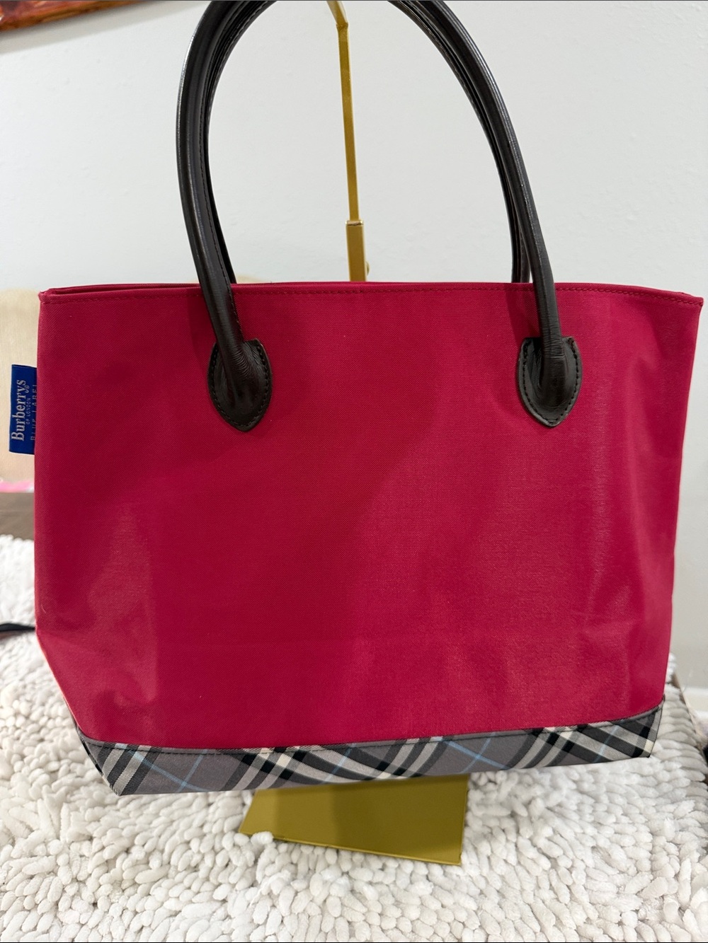 Burberry Pink Canvas Tote with Leather Handles
